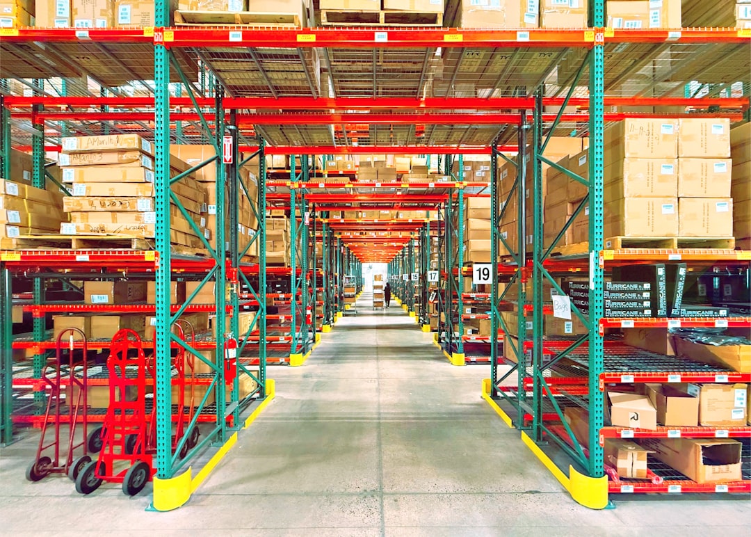 A warehouse is filled with shelves and boxes.
